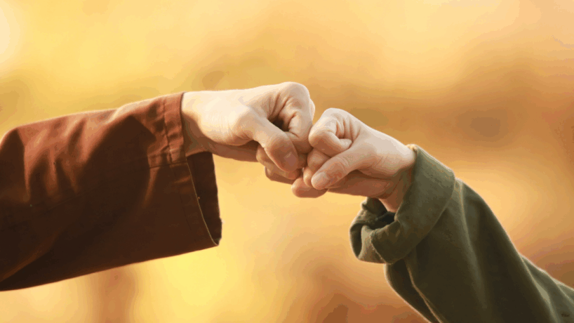 Twee handen die boksen